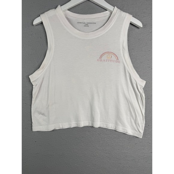 Spiritual Gangster Tops - Spiritual Gangster Crop Tank Womens Large Gratitude Peace Bamboo Boho Festival